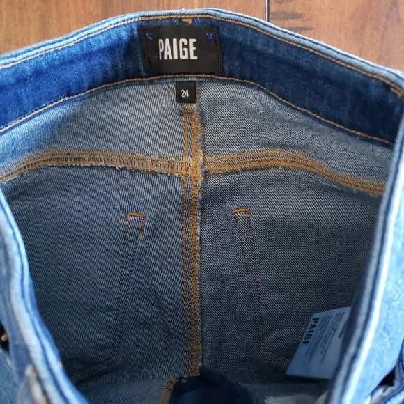 Paige Dark Wash Hoxton Slim Hampton Stretch Mid Rise Women's Blue Jeans Size 24 - Picture 9 of 13